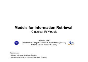 Models for Information Retrieval - Berlin Chen