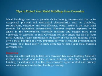 Tips to Protect Your Metal Buildings from Corrosion