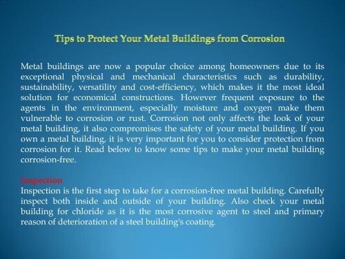Tips to Protect Your Metal Buildings from Corrosion