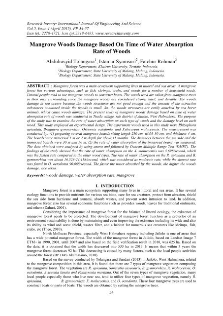 Mangrove Woods Damage Based On Time of Water Absorption Rate of Woods