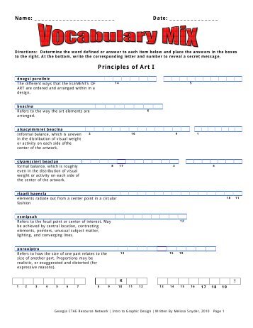 Principles of Art I Vocabulary Mix - Georgia CTAE