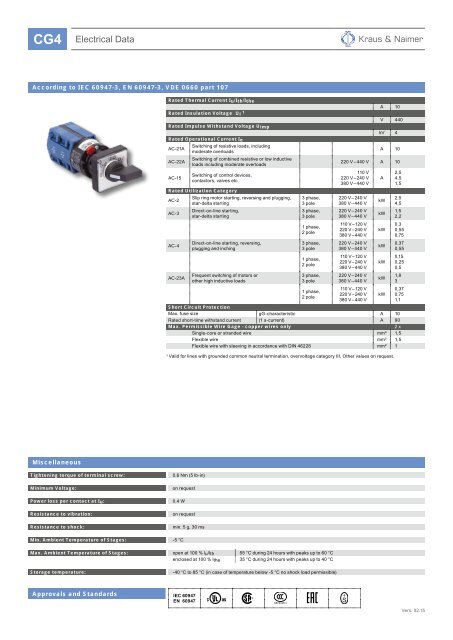 CG4 Electrical Data - Kraus & Naimer