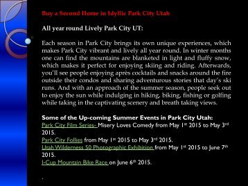 Buy a Second Home in Idyllic Park City Utah