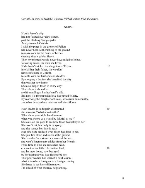 Euripides' Medea Int. and Trans. by Marianne McDonald Copyright ...