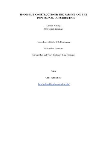 SPANISH SE-CONSTRUCTIONS: THE ... - CSLI Publications