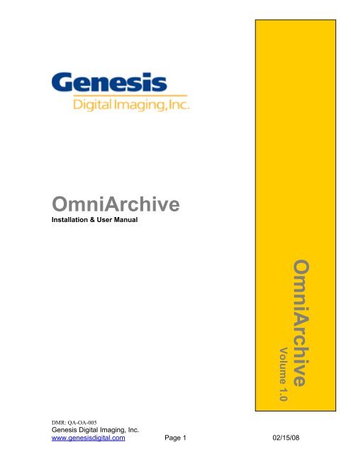 OmniArchive O mn iArch ive - Genesis Digital Imaging