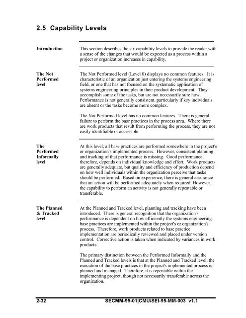 Systems Engineering Capability Model 2.5 Capability