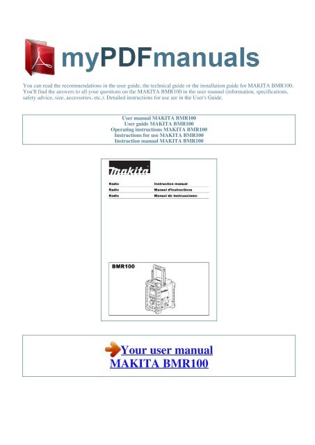 User manual MAKITA BMR100 - MY PDF MANUALS