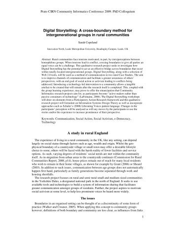 Digital Storytelling: A cross-boundary method for ... - CCNR