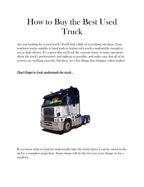 How to Buy the Best Used Truck