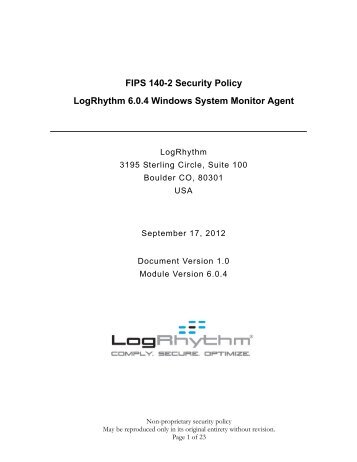 FIPS 140-2 Security Policy Logrhythm 6.0.4 Windows System - NIST