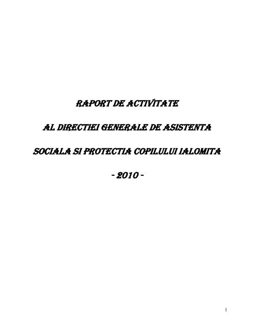 raport de activitate al directiei generale de asistenta sociala si ...