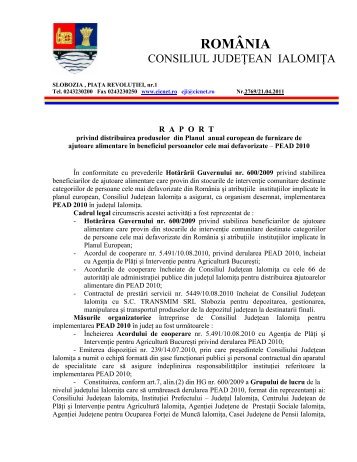 raport - Consiliul Judeţean Ialomiţa