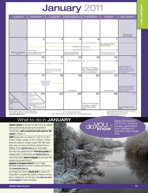 graduate - Academic Calendar - University of Western Ontario