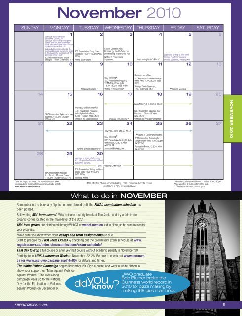 graduate - Academic Calendar - University of Western Ontario