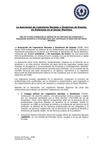 La Asociación de Ingenieros Navales y Oceánicos de España, Un ...