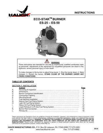 table of contents - Hauck Manufacturing