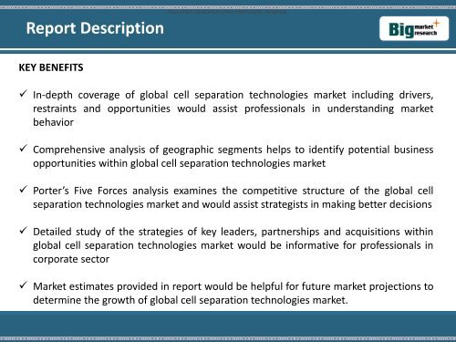 2013-2020 Global Cell Separation Technologies Market Size, Share, Analysis
