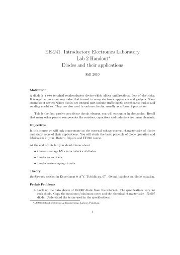EE-241. Introductory Electronics Laboratory Lab 2 ... - cyphynets