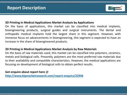Research on 3D Printing in Medical Applications Market from all around the world 2013-2020