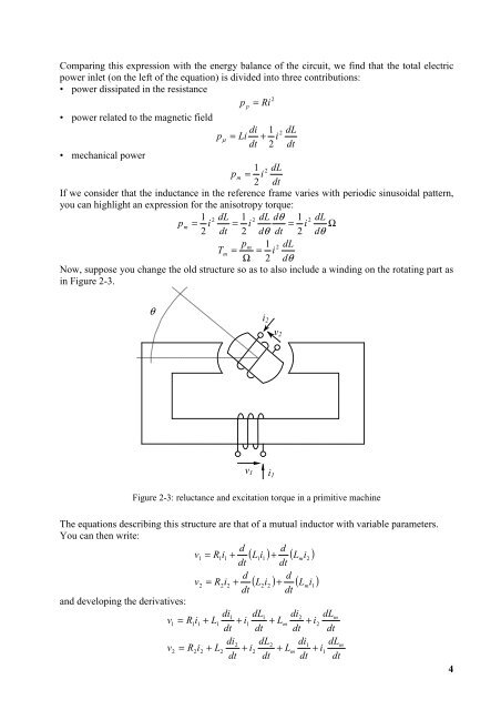 Summary 2. The electromechanical energy conversion