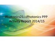 Photonics21 - Photonics PPP Activity Report 2014/15