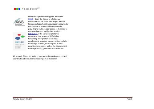 Photonics21 - Photonics PPP Activity Report 2014/15