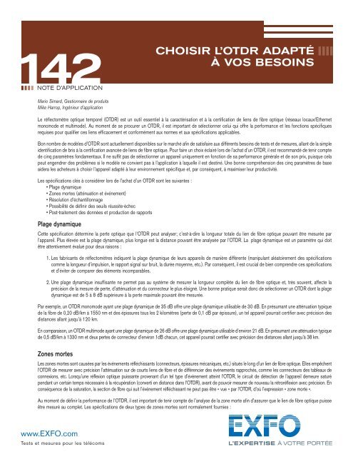 Choisir l´OTDR adapté à vos besoins - info@c3comunicaciones.es