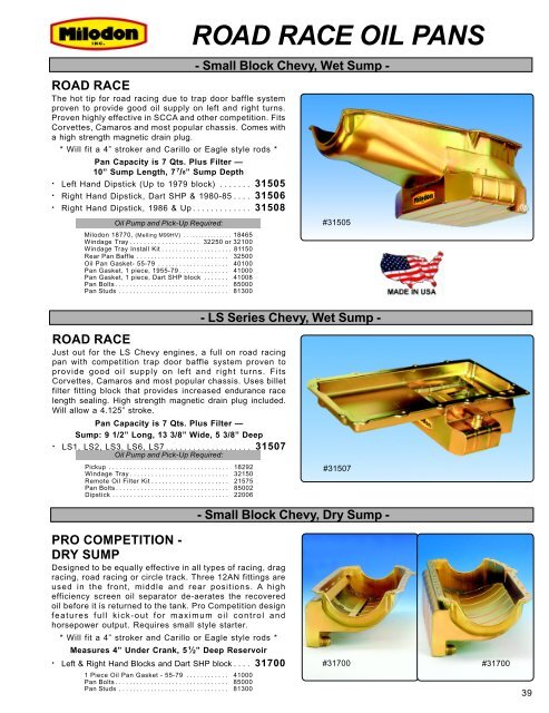 Milodon 31002 Oil Pan