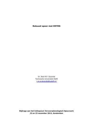 Robuust spoor met ERTMS - Colloquium Vervoersplanologisch ...
