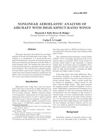 nonlinear aeroelastic analysis of aircraft with high-aspect-ratio wings