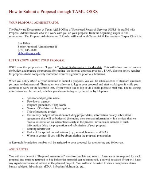How To Submit A Proposal Through The Texas A Amp M Office Of