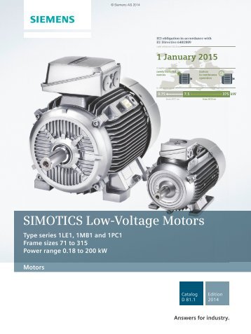 Siemens SIMOTICS Low-Voltage Motors