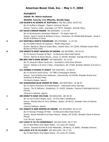 American Boxer Club, Inc. - May 1-7, 2004