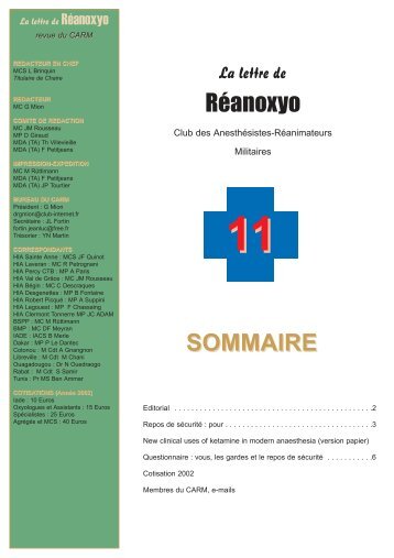 Réanoxyo SOMMAIRE SOMMAIRE - carum