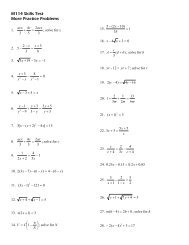 Math 114 Skills Test Additional Problems