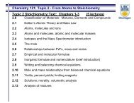 Chemistry 121: Topic 2 - From Atoms to Stoichiometry Topic 2 ...