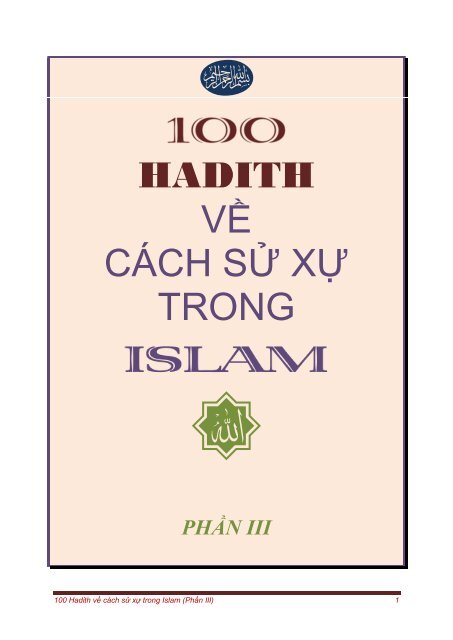 HADITH VỀ CÁCH SỬ XỰ TRONG - Chân Lý Islam