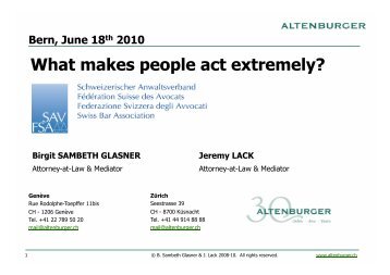 B. Sambeth & J.  Lack -- What makes people act extremely (Bern ...