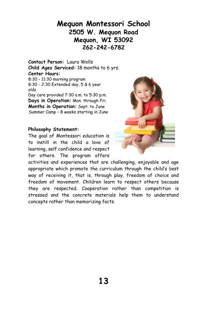 Preschool and Child Care Resources - Mequon-Thiensville School ...