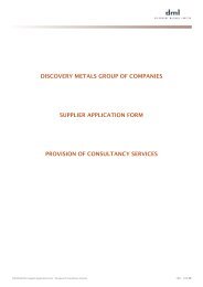 discovery metals group of companies supplier application form ...