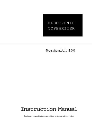 Instruction Manual - Smith Corona