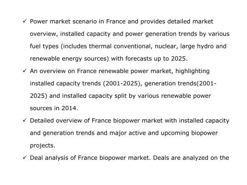 Market RMarkets:Biopower France, Market Outlook to 2025, Update 2015 esearch Store