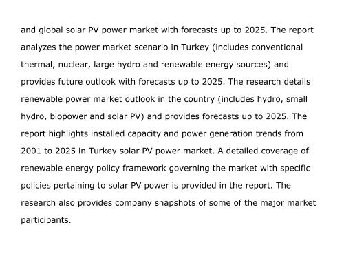 Market Markets:Geothermal Power Turkey, Market Outlook to 2025, Update 2015Research Store