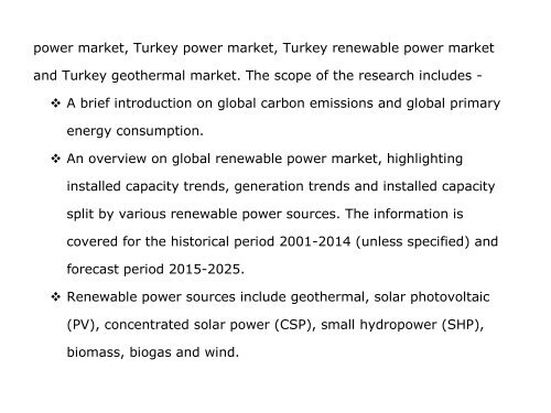 Market ReseaMarkets:Geothermal Power Turkey, Market Outlook to 2025, Update 2015rch Store