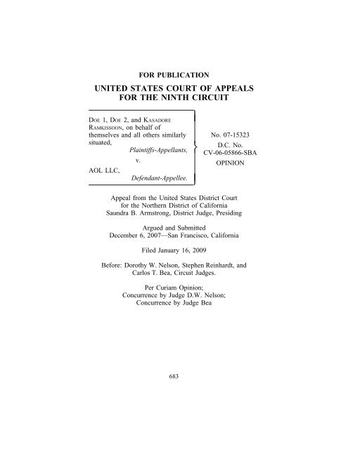 Ramkissoon v. AOL LLC - Ninth Circuit Court of Appeals