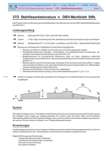 37D Stahlfaserbetonsturz n. DBV-Merkblatt Stfb.