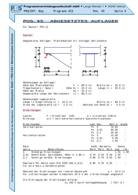 Ausgeklinktes Auflager DIN 1045-1 - PBS Programmvertriebs GmbH