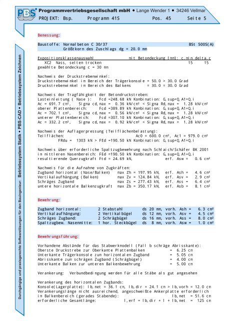 Ausgeklinktes Auflager DIN 1045-1 - PBS Programmvertriebs GmbH