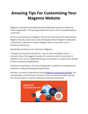 Amazing Tips For Customizing Your Magento Website